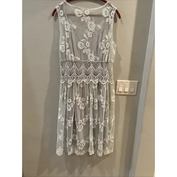 Sundance Dress 16 Lace Floral Embroidered Love Always Coquette Delicate Dainty - Picture 10 of 13